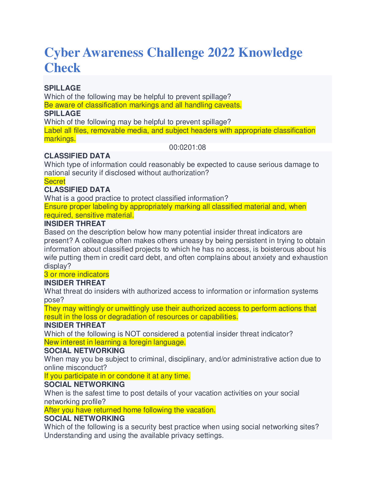 Preview image for Cyber Awareness Challenge 2022 Knowledge Check